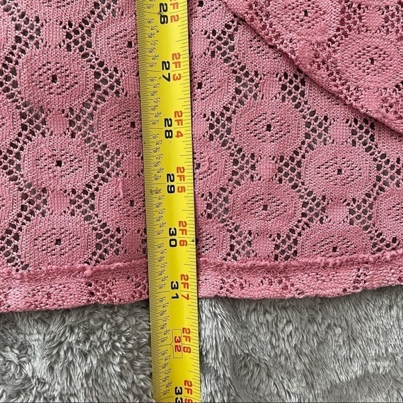 Beautees Pink Lace Sleeveless Hooded Open Front Cardigan Size 14 - Picture 7 of 7